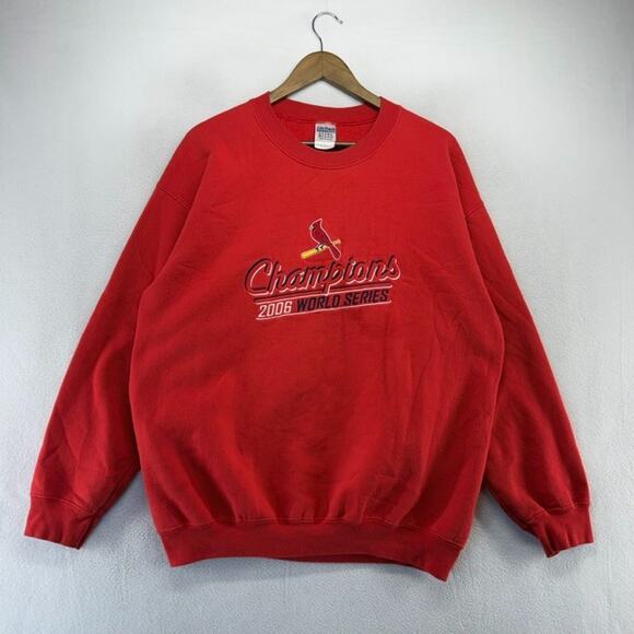 Vintage St Louis Cardinals Sweatshirt Men's large Red Crewneck 2006 World Series - Picture 2 of 12